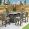 Cannes - 6 Seater Rectangular Bar Set with Firepit (Grey)