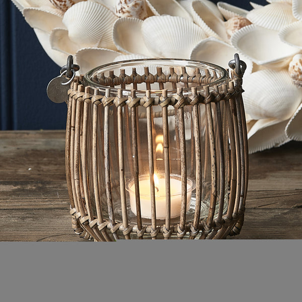 Rustic Rattan Vertical Weave Votive