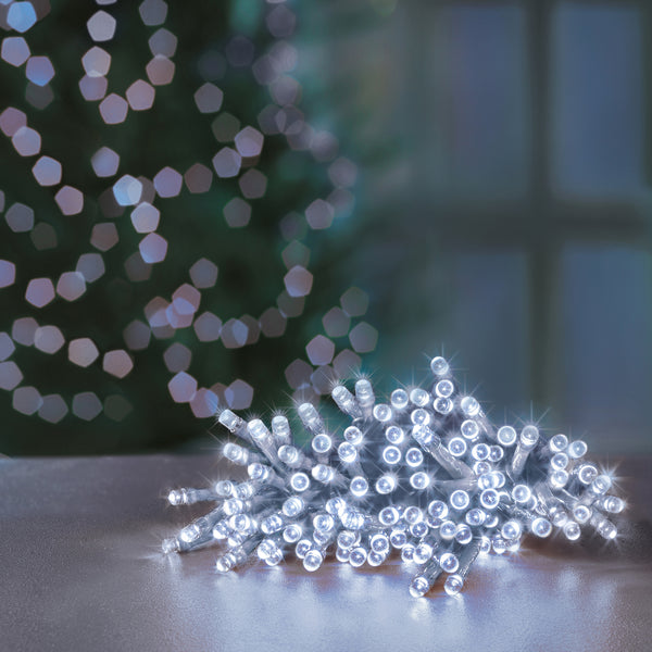 50 M-A B-O White LEDs Clear Cable Lights With Timer