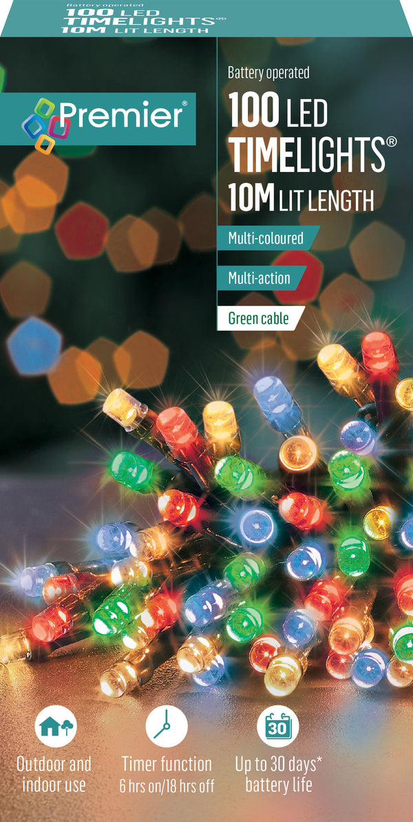 100 M-A B-O Multi-Colour LEDs Lights With Timer