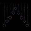 303 LED 1.2x1.2m Pin Wire Heart Shape V Curtain Lights - Rainbow