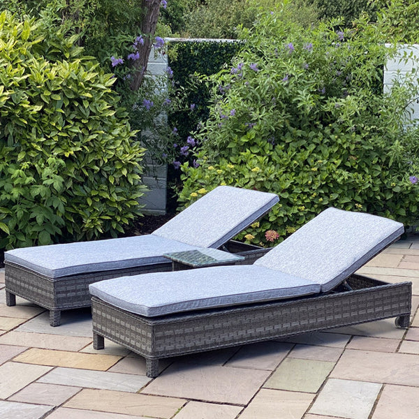 Boston - Lounger with Side Table (Dark Grey)