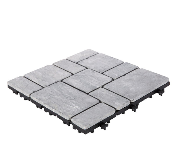 Grey Natural Travertine Decking Tile (Pack of 6)