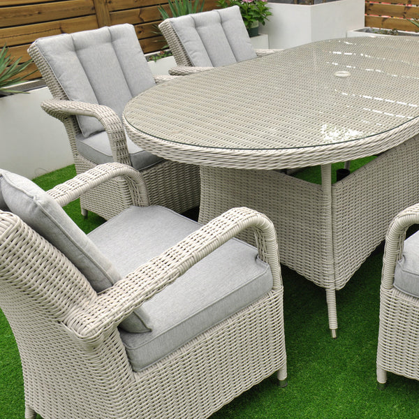 Sorrento - 6 Seat Set with 180cm Oval Table (White Washed)