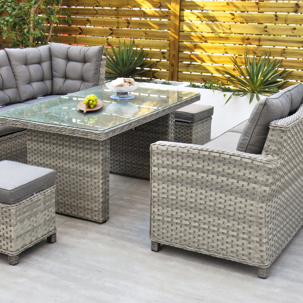 Bali - Corner Sofa Set with Rectangular Table (Grey)