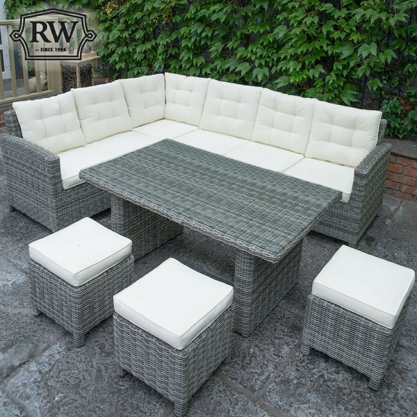 Oxford - Corner Sofa Set with Rectangular Table (Light Grey)