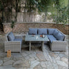 Kansas - Corner Sofa Set with Rectangular Table (Light Grey)