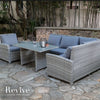 Kansas - Corner Sofa Set with Rectangular Table (Light Grey)