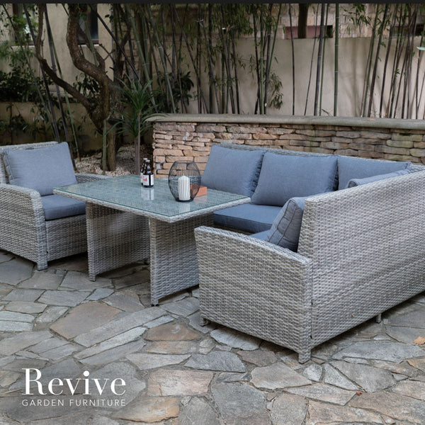 Kansas - Corner Sofa Set with Rectangular Table (Light Grey)