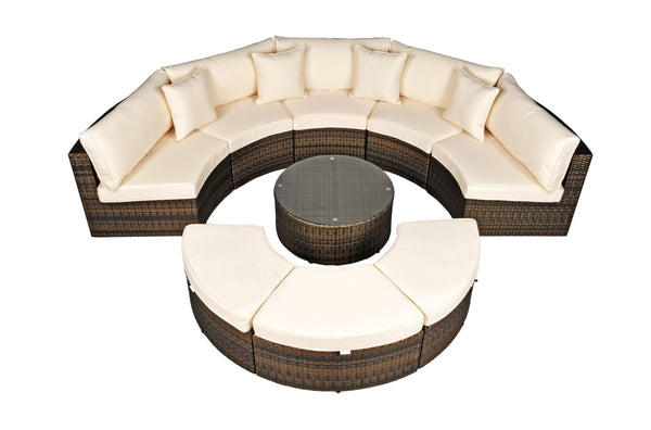 Morocco - Curved Sofa Set with 80cm Round Coffee Table (Dark Brown)