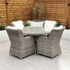 Yale - 4 Seat Set with 120cm Round Table (Cream Cushions)