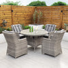 Yale - 4 Seat Set with 120cm Round Table (Grey Cushions)