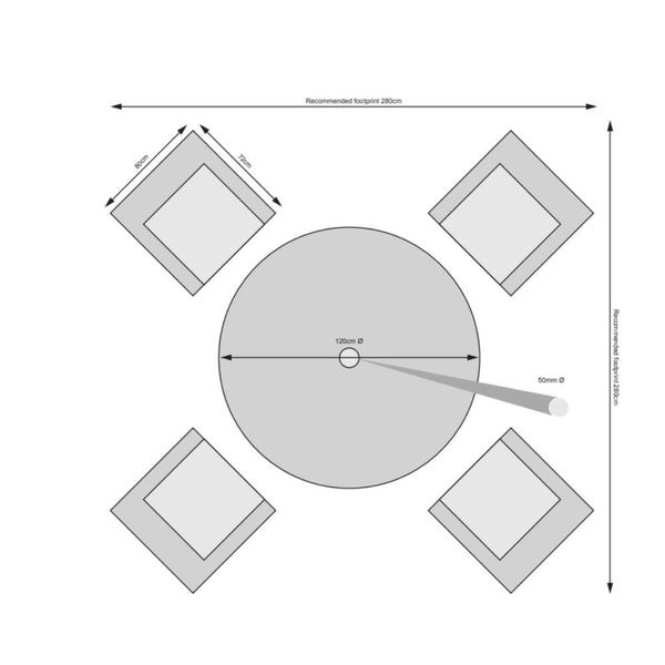 Hampton - 4 Seat Set with 120cm Round Table