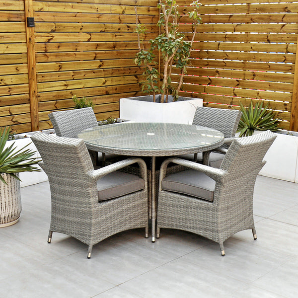 Havana - 4 Seat Set with 120cm Round Table (Light Grey)