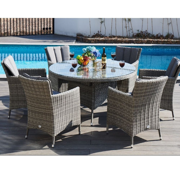 Oxford - 6 Seat Set with 135cm Round Table  (Dark Grey)