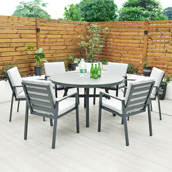 Panama - 6 Seater Set with 135cm Round Table (Dark Grey)