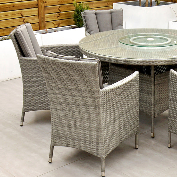 Cuba - 6 Seat Set with 135cm Round Table (Light Grey)