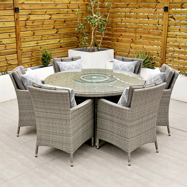 Cuba - 6 Seat Set with 135cm Round Table (Light Grey)