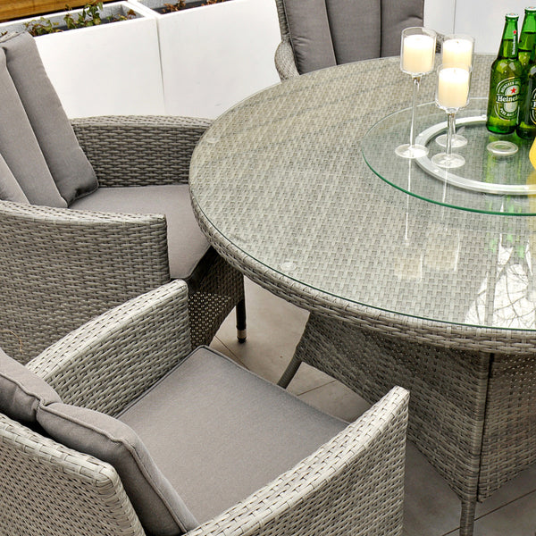 Cuba - 6 Seat Set with 135cm Round Table (Light Grey)