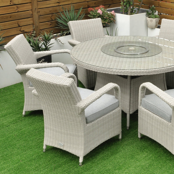 Sorrento - 6 Seat Set with 135cm Round Table (White Washed)