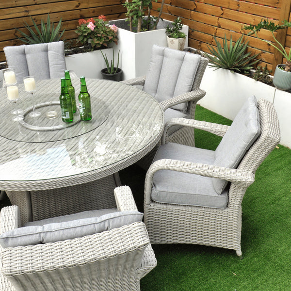 Sorrento - 6 Seat Set with 135cm Round Table (White Washed)