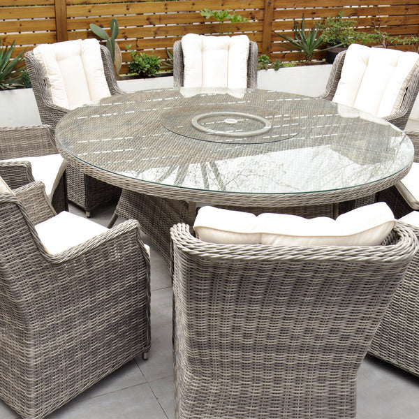 Yale - 8 Seat Set with 170cm Round Table (Light Grey)