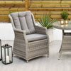Bali - Rattan Bistro Set with Table & Two Armchairs with Cushions (Grey)