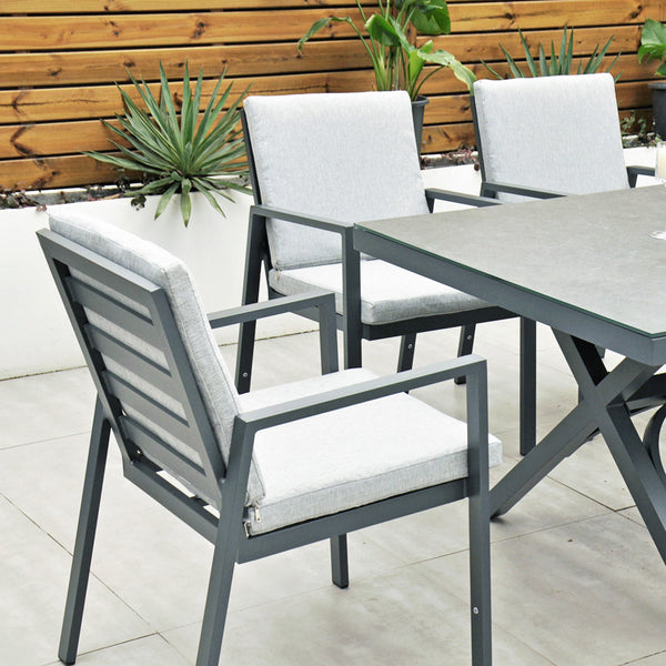 Panama - 6 Seater Set with 150cm Rectangle Table (Dark Grey)