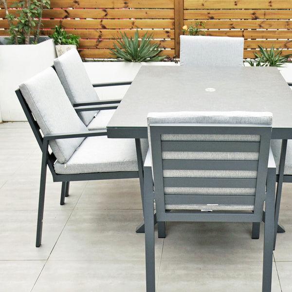 Panama - 6 Seater Set with 150cm Rectangle Table (Dark Grey)