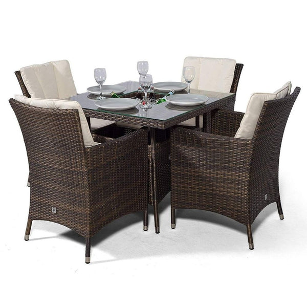 Montreal - 4 Seat Set with Square Table & Ice Bucket (Dark Brown)