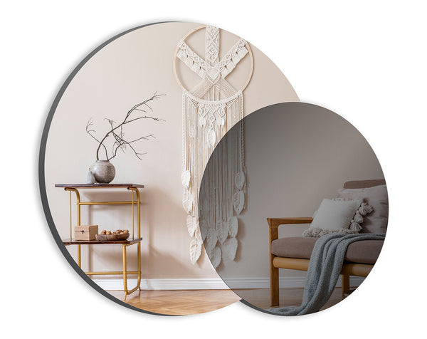 Round Mirror Silver - Warm Grey 60cm