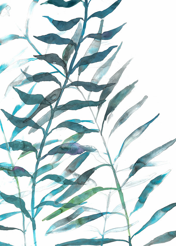 Aqua Leafs, 50cmx70cm wall art