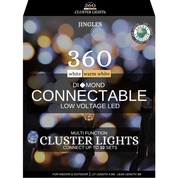 360L Diamond LED Connectable Cluster Lights - Warm/Warm White